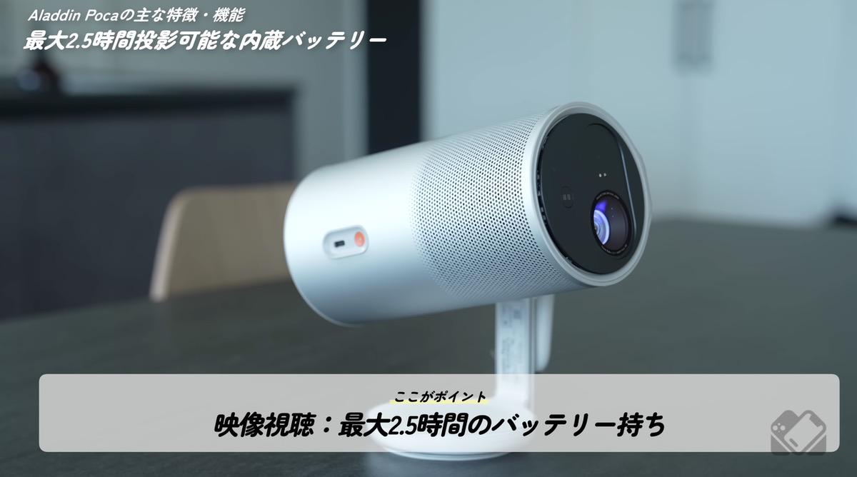 最大2.5h 稼働のバッテリー内蔵